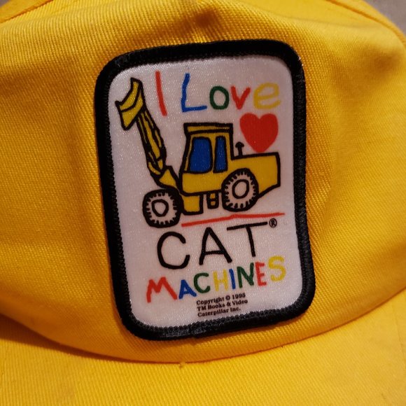 Vintage Toppers I Love Cat Machines Baseball Cap Hat Yellow Youth OS 1995 Retro - Picture 6 of 10